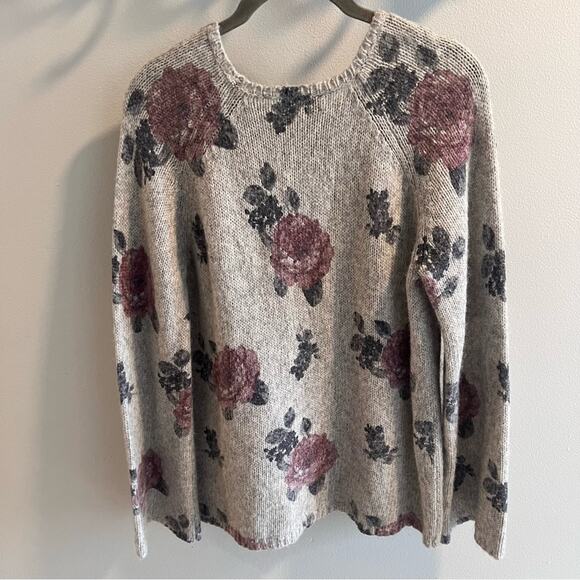 Lucky Brand Floral Gray Pullover Sweater Size M - Picture 6 of 8